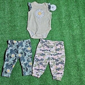 Floral Kids Matching Set - Cream and Gray